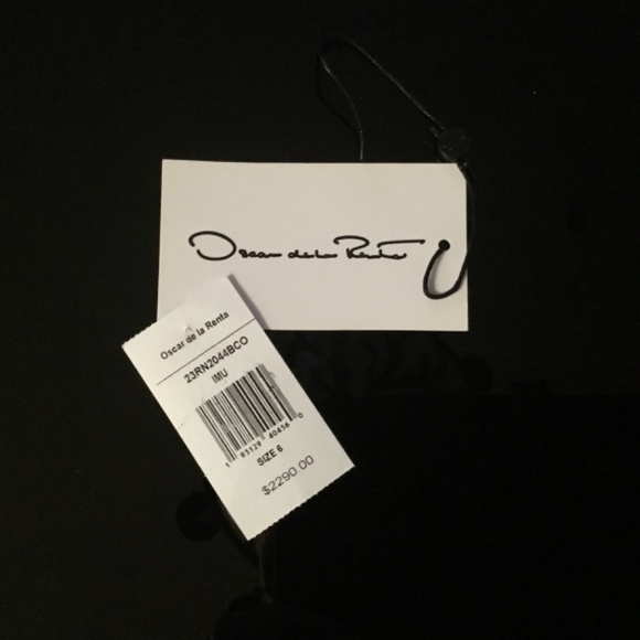 Oscar De La Renta Mixed Botanical Asymmetric Hem Dress - Picture 10 of 10